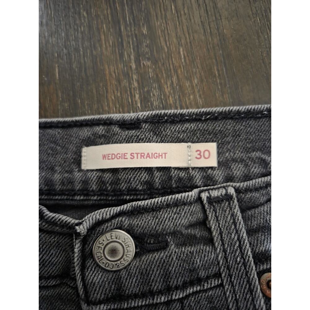 Levis Womens Jeans Black Size 30 Wedgie Straight Denim Stretch Cotton Distressed - Picture 2 of 11